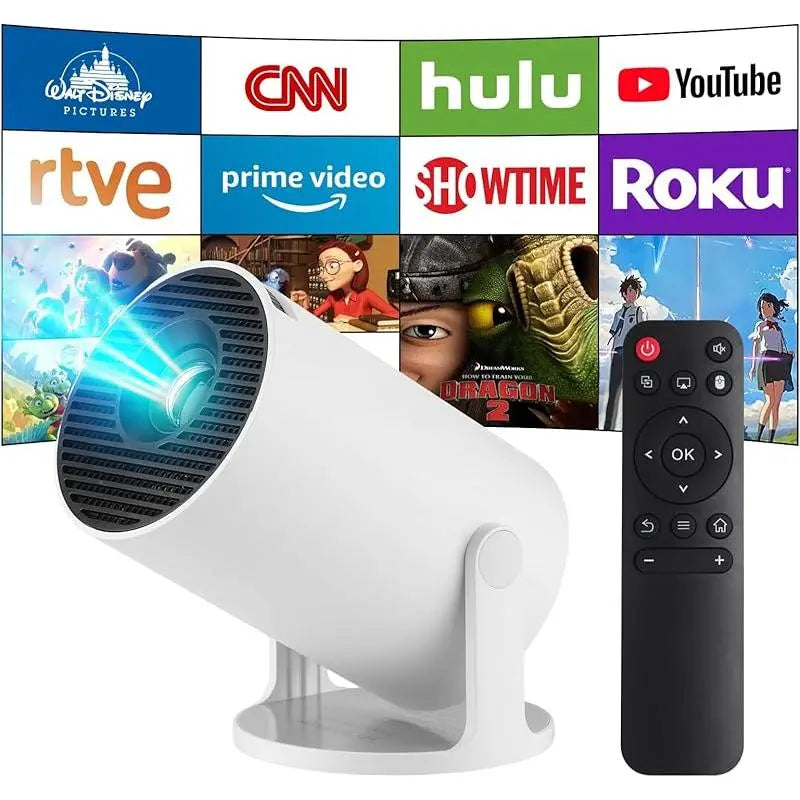 DDC Mini Projector,Upgraded Smart 4K Projector with Wifi 6 and Bluetooth 5.4,Portable Projector with Android 11, Automatic Keystone Correction,180 Degree,130 Inch Display (White)