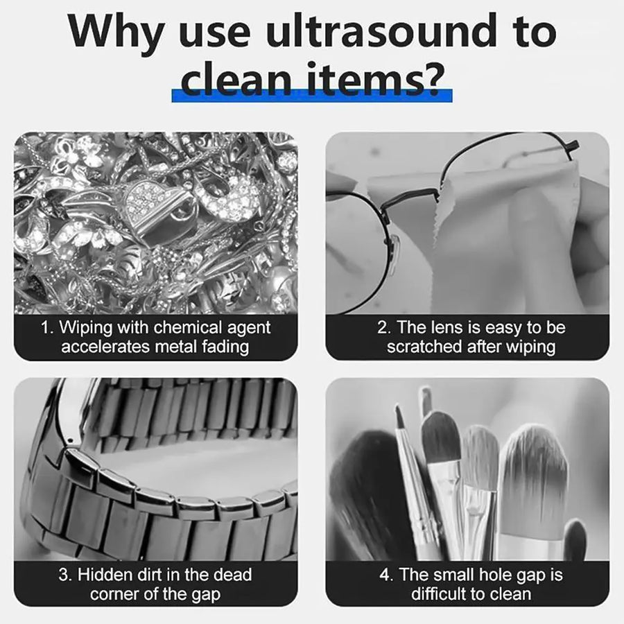 Ultrasonic Jewelry Cleaner Denture Glass Watch Ring Bath Tank Cleaning Machine