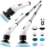 Electric Spin Scrubber Cordless - Power Scrubber for Shower Cleaning, Bathroom Scrub Brush with 7 Replaceable Brush Heads & Extendable Handle, 2-Speed Electric Cleaner