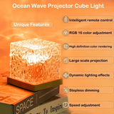 Dynamic Rotating Water Ripple Projector Night Light 3/16 Colors Flame Crystal Lamp for Living Room Study Bedroom Rotating Light
