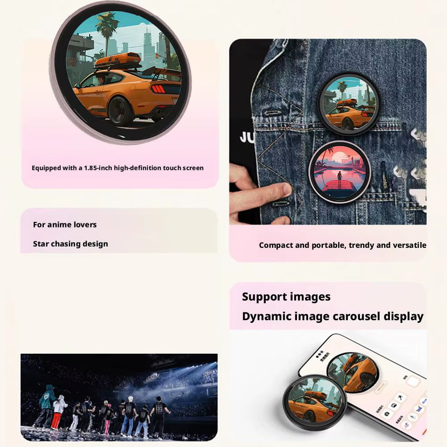Electronic Display Badge Bar Bluetooth Smart Cyber Badge 1.85 Inch Hd Touch Screen Images, Gifs Text Short Videos Display